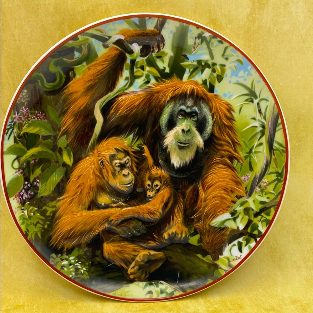 Vintage 3D Heinrich Villeroy & Boch By World Wildlife Fund Plate Orang-Utan